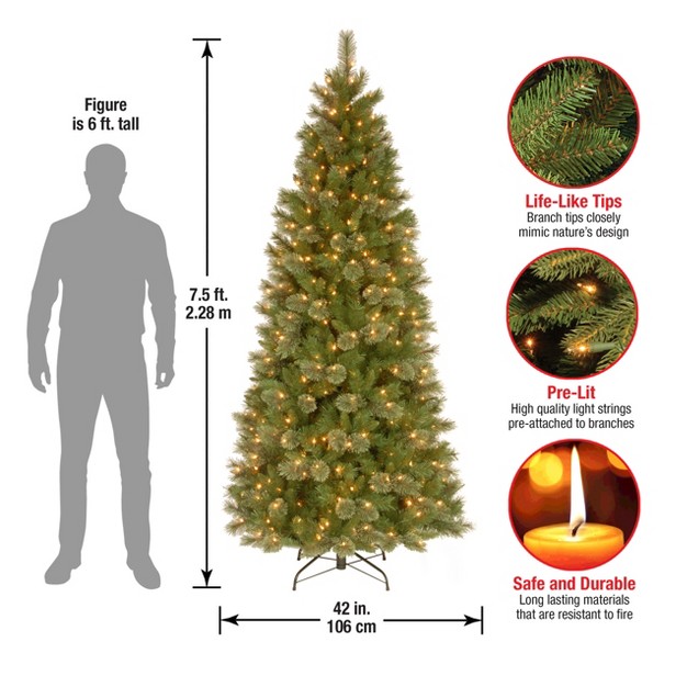 National Tree Company 7.5 Ft. Tacoma Pine Slim Tree With Clear Lights