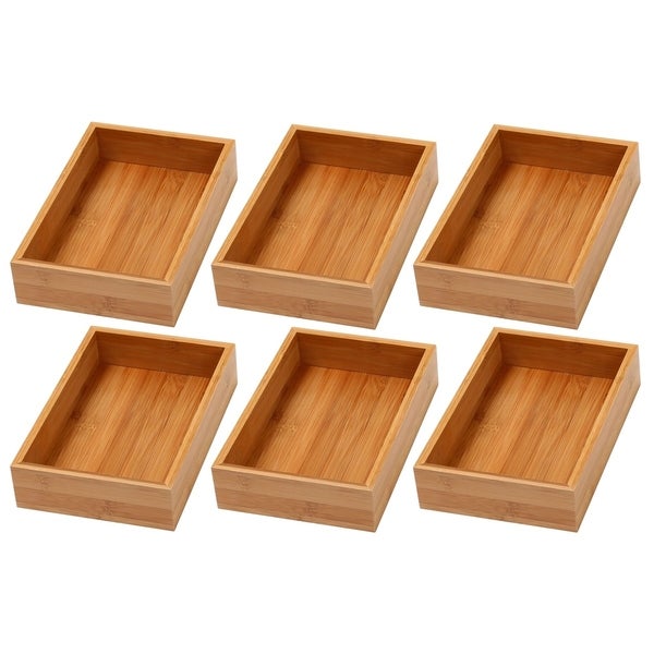 YBM Home Bamboo Kitchen Drawer Organizer Storage Box (Set of 6)，