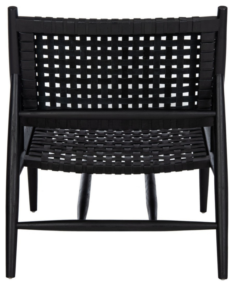 Leil Leather Woven Accent Chair Black   Modern   Armchairs And Accent Chairs   by Virgil Stanis Design  Houzz