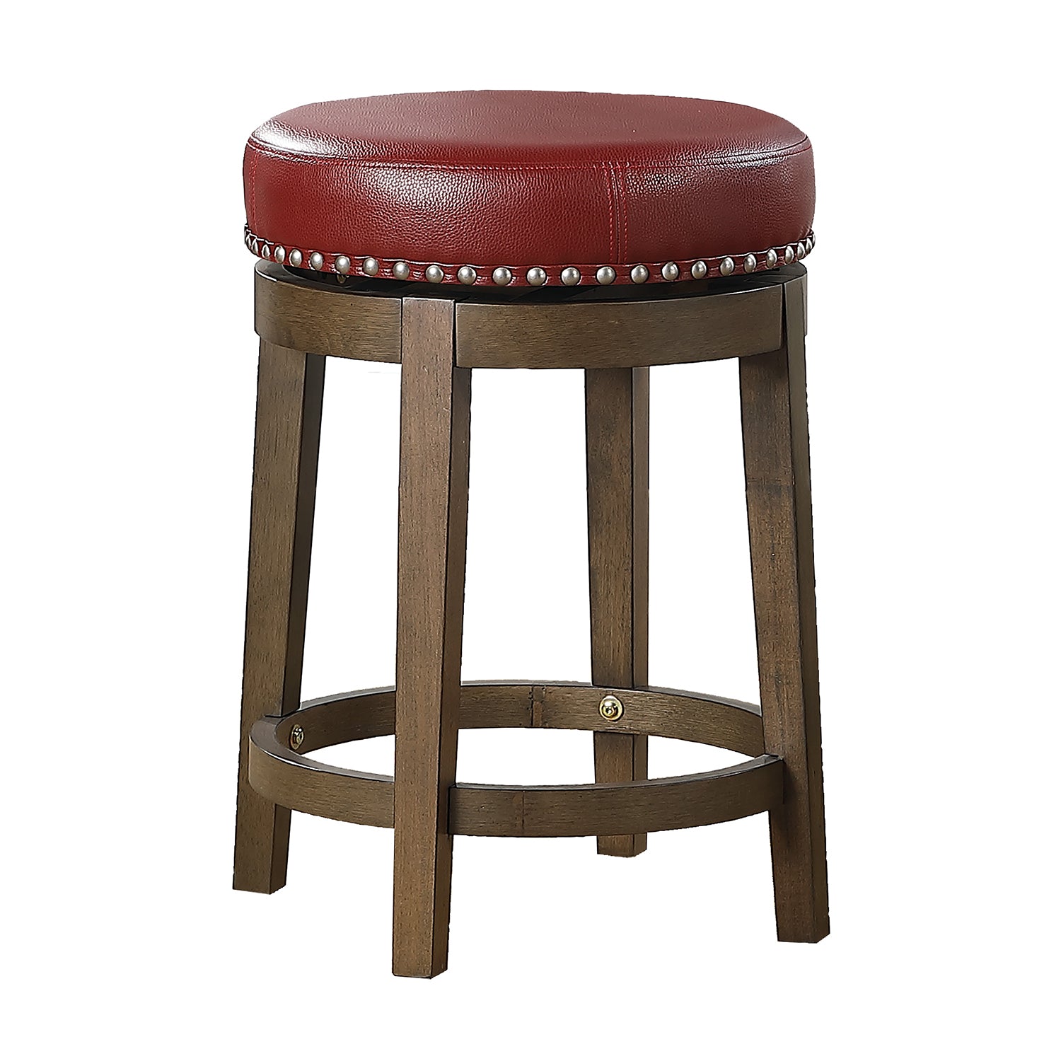 Lexicon Whitby 25 Inch Counter Height Round Swivel Seat Stool， Red (2 Pack)