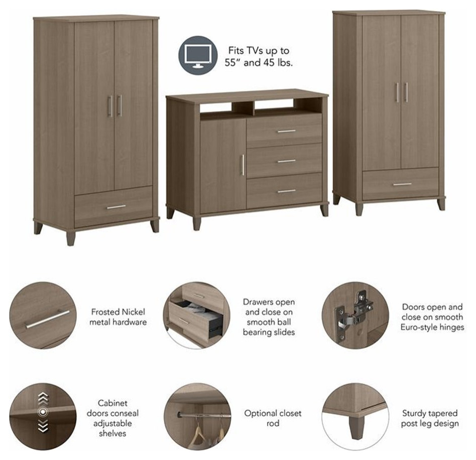 Somerset Armoire Cabinets  ampDresser TV Stand in Ash Gray   Engineered Wood   Media Cabinets   by Homesquare  Houzz