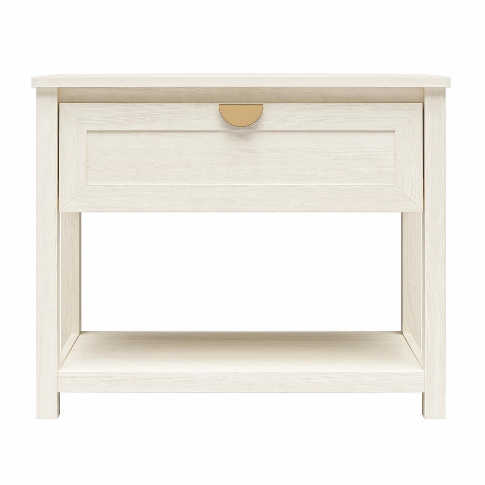 Mr. Kate Primrose Wide 1 Drawer Nightstand with Open Shelf  Ivory Oak