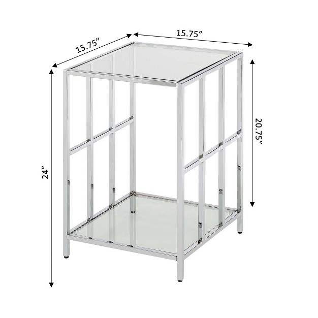 Mission Glass End Table Chrome Breighton Home