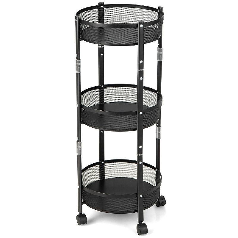 3-Tier Rotating 1-Second folding Storage Rack Metal