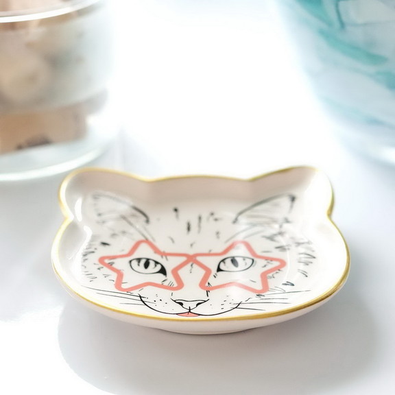 Se7en20 Cat Dish Plate   Small Ceramic Catchall Di...