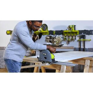 RYOBI ONE+ HP 18V Brushless Cordless 6-12 in. Track Saw Kit with (2) 4.0 Ah HIGH PERFORMANCE Batteries and Charger PTS01K-PBP004