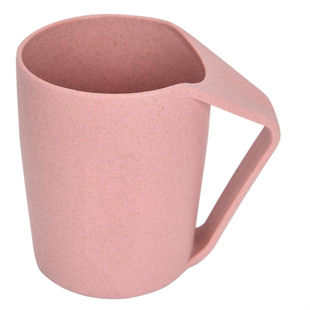 Healthy Wheat Straw Tooth Cup Water Drinking Mug Fashionable Slant Cups Pink