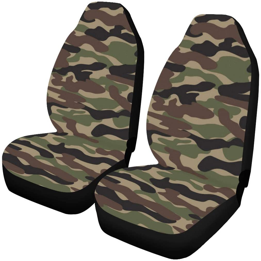 KXMDXA Set of 2 Car Seat Covers Camouflage Universal Auto Front Seats Protector Fits for Car，SUV Sedan，Truck