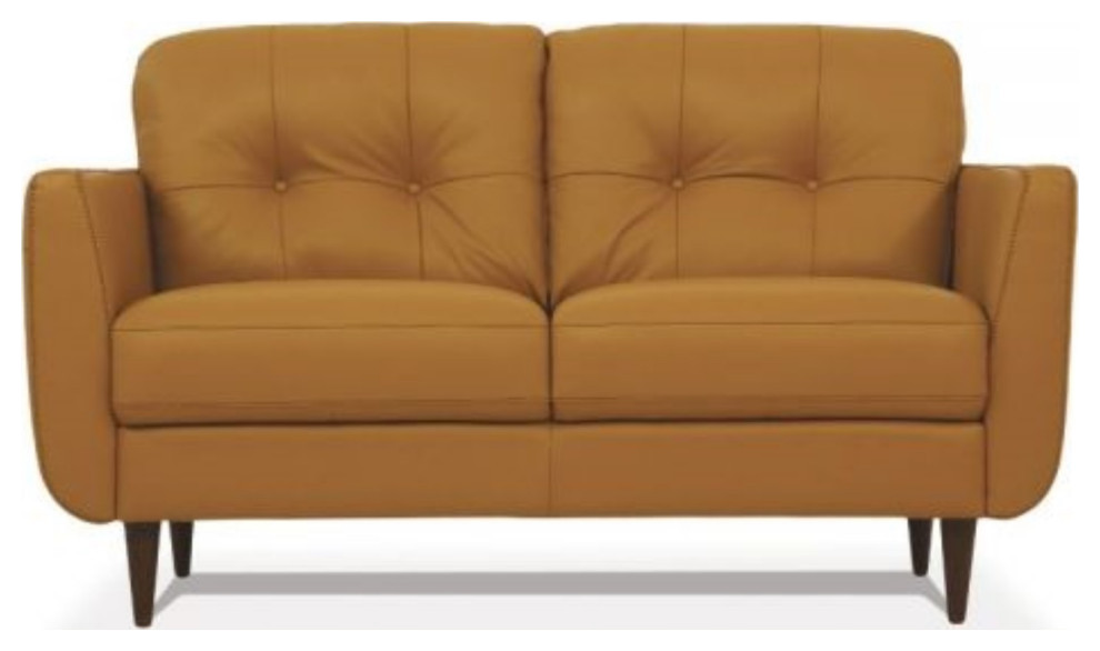 Ergode Loveseat Camel Leather   Midcentury   Loveseats   by VirVentures  Houzz