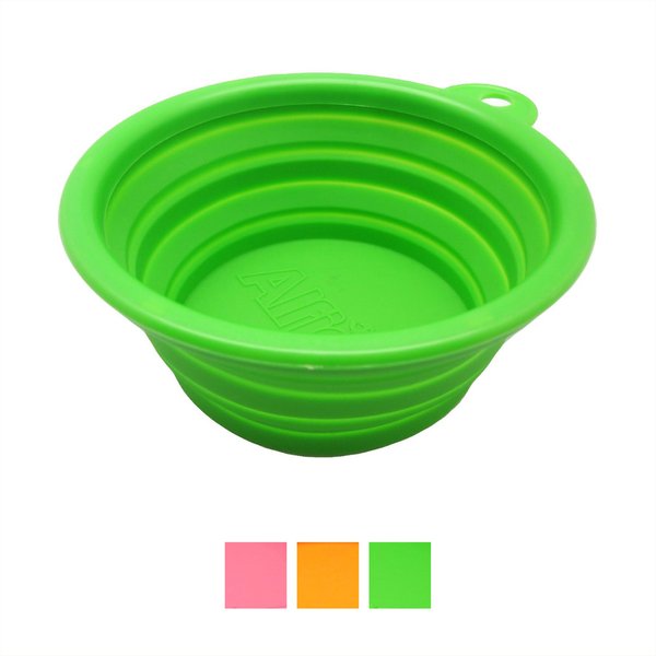 Alfie Pet Collapsible Non-Skid Silicone Travel Dog and Cat Bowl， 1.5-cup