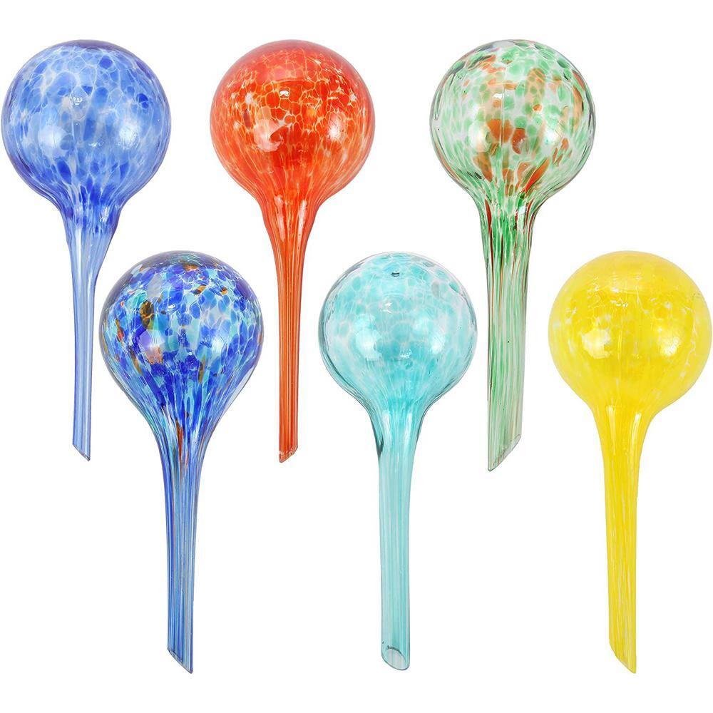 Small Multi-Color Glass Watering Balls Hand Blown Stained Glass Plant Watering Balls (Set of 6) B07MH67F17