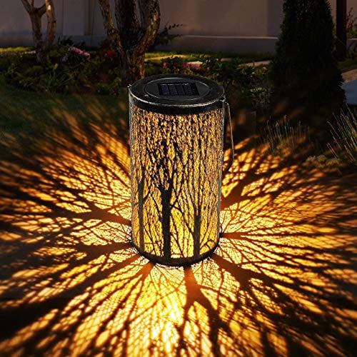 Golwof Solar Lantern Hanging， Outdoor Hanging Solar Garden Lights Decorative Retro Metal Waterproof Solar Lamp for Patio Yard Pathway Terrace (1 Pack)