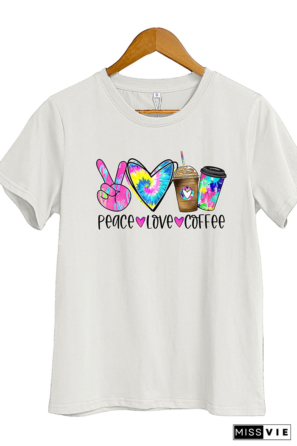 Peace Love Coffee Short Sleeve Graphic Tee Wholesale