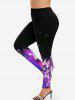 Butterfly Galaxy Print T-shirt and High Waist Butterfly Print Leggings Plus Size Matching Set