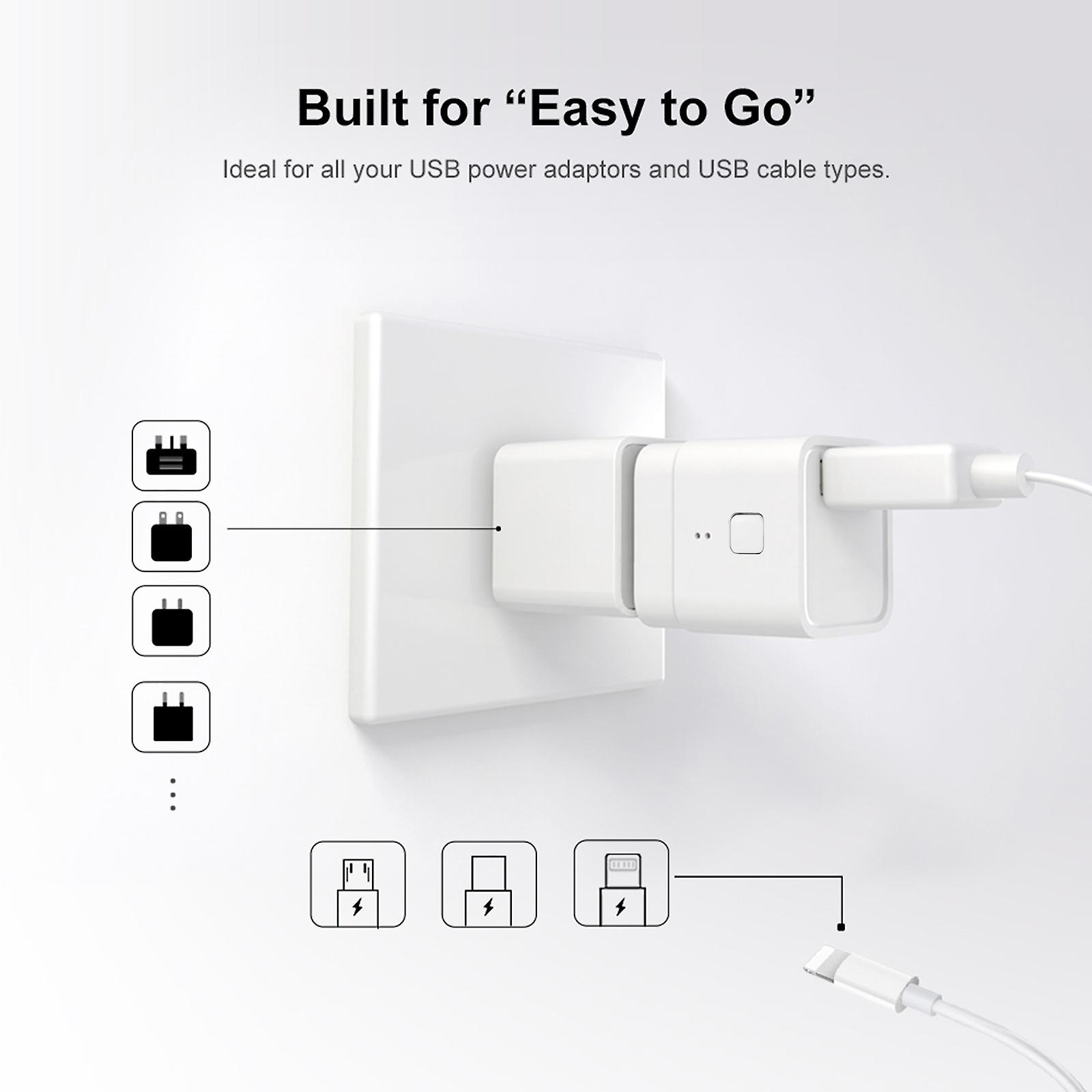 White 3 3pcs Tuya Micro 5v Wireless Usb Smart Adaptor Flexible And Portable Make Usb Devices Smart Via Tuya App Voice Control Compatible With Alexa Go