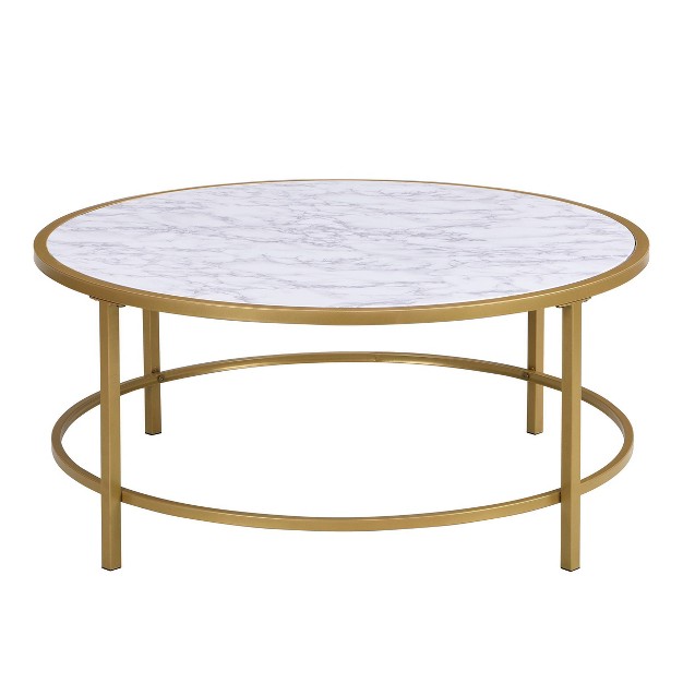 Joseph Faux Marble Top Round Coffee Table Gold Carolina Chair amp Table