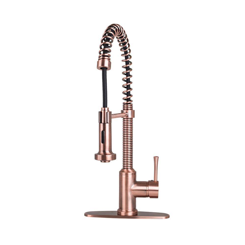 Fontaine by Italia Residential Single-Handle Pull-Down Sprayer Kitchen Faucet with Flat Spray Head and Deck Plate in Antique Copper N96565F-DP-AC