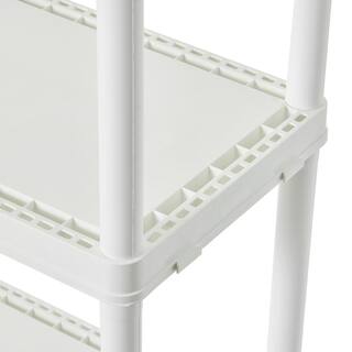 GRACIOUS LIVING White Solid Plastic Easily Assembled Light Duty Shelving Unit 24 in. L x 12 in. W x 48 in. H 91064-1C-90