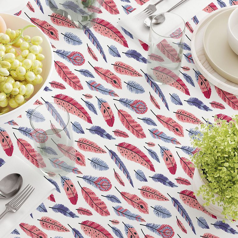 Square Tablecloth， 100% Cotton， 60x60， Colored Feathers