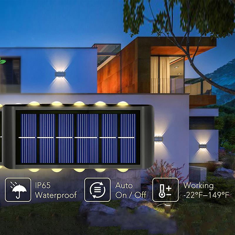 2led Solar Wall Lights Outdoor Waterproof Security Led Lighting For Garden Yard Fence Decor Lamps