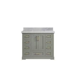 Willow Collections Boston 42 in. W x 22 in. D x 36 in. H Single Sink Bath Vanity in Evergreen with 2 in. Pearl Gray Quartz Top BST_EGN_LH_GR_42