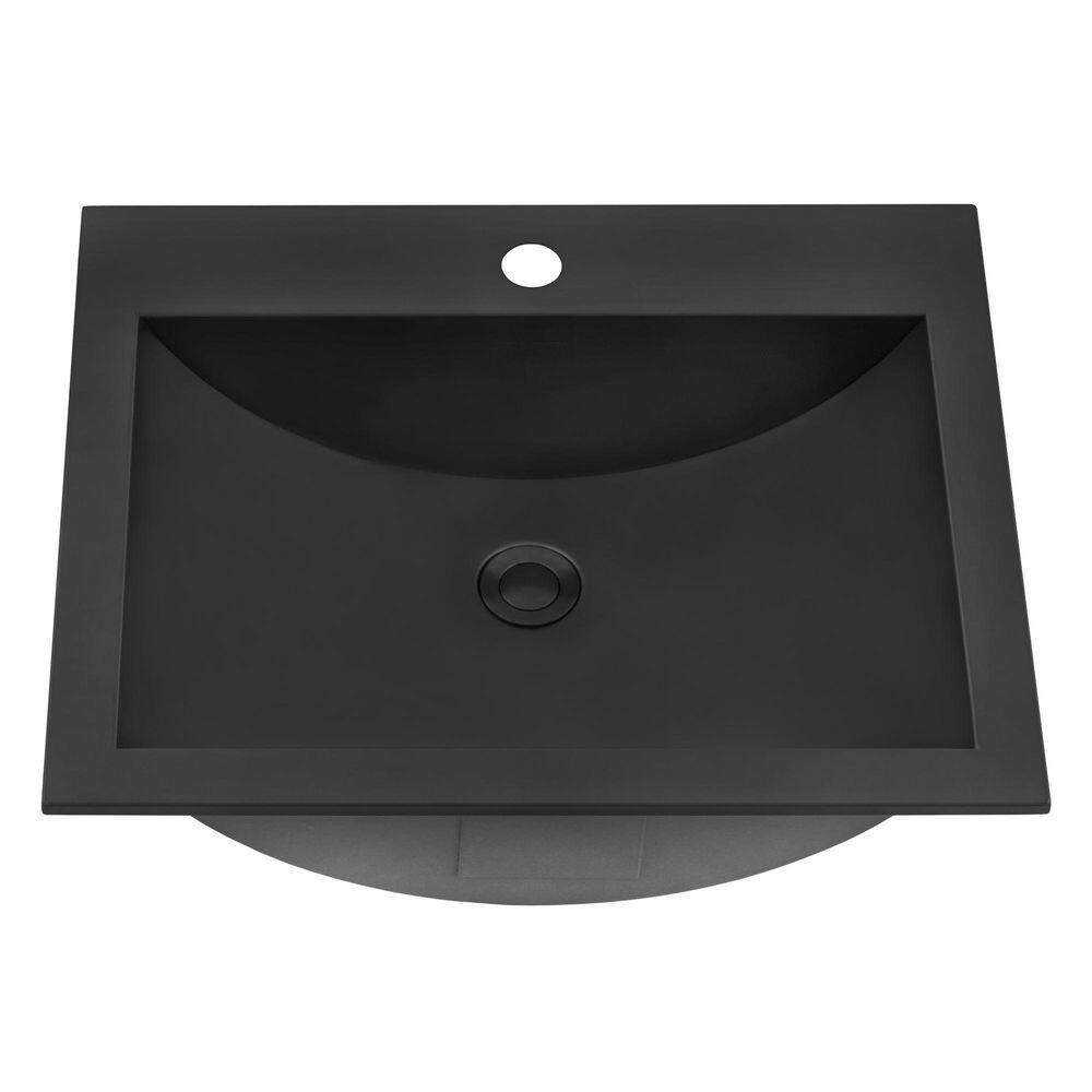 Ruvati 21 x 17 inch Gunmetal Black Drop-in Topmount Bathroom Sink Stainless Steel RVH5110BL