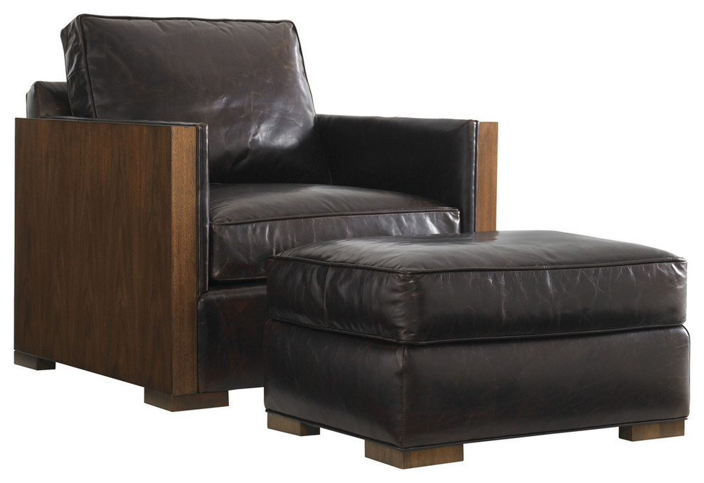 Edgemere Leather Ottoman   Transitional   Footstools And Ottomans   by Lexington Home Brands  Houzz