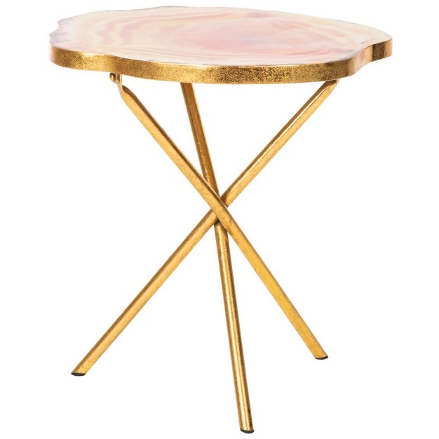 Giselle Faux Agate Side Table Multi Orange gold Safavieh