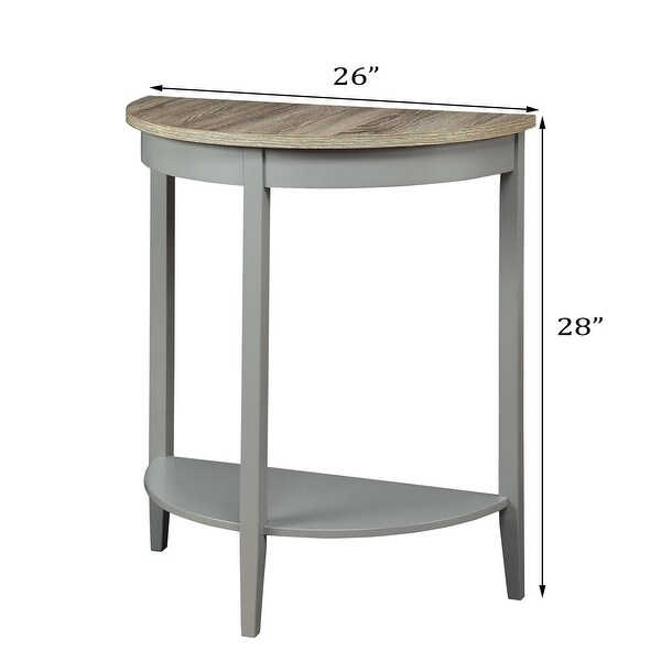 Half Moon-Shape Console Table， Side Table W/ Lower Display Shelf