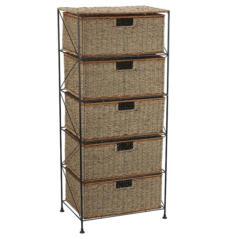 Household Essentials Seagrass and Rattan 5-Drawer Chest