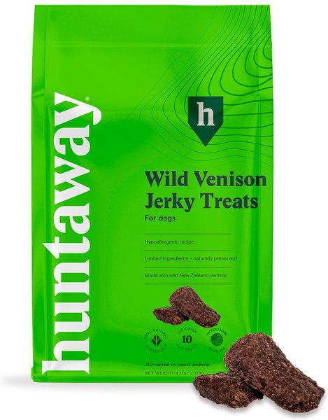 Huntaway Wild Venison Jerky Dog Treats， 4-oz bag