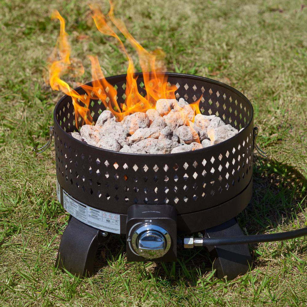 Paramount 18 in. x 14 in. x 16 in. Campfire Portable Gas Fire Pit Diamonds BBQ-211-BK