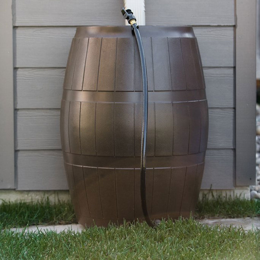 FCMP Outdoor RC4000 45-Gallon Rain Water Catcher Barrel， Brown (2 Pack)