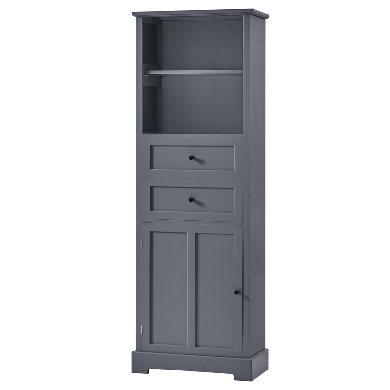 Bathroom Tall Storage Cabinet Two Drawers  Open Storage