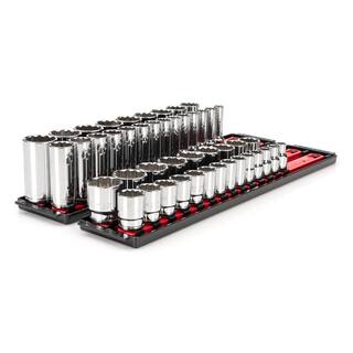 TEKTON 12 in. Drive 12-Point Socket Set with Rails (10 mm-32 mm) (46-Piece) SHD92208