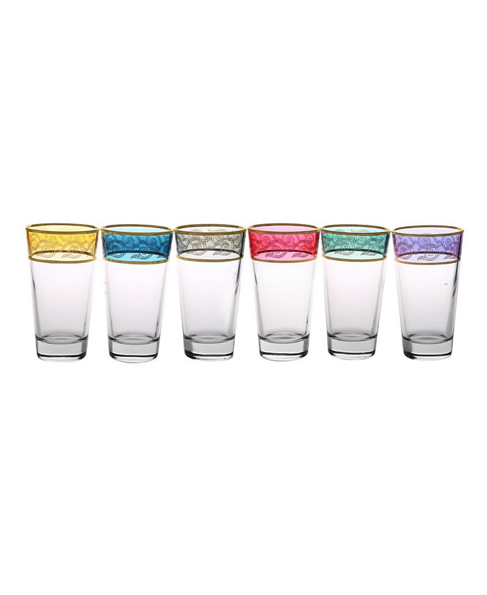 Classic Touch Set of 6 Tumblers with Gold-tone Design