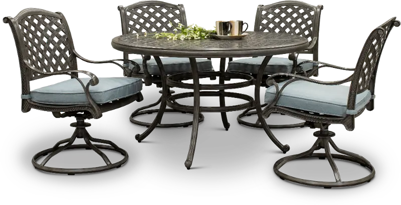 Macan Cast Metal Round 5 Piece Patio Dining Set