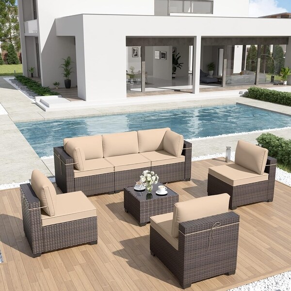 Kullavik 7Piece Rattan Patio Furniture Set Sofa