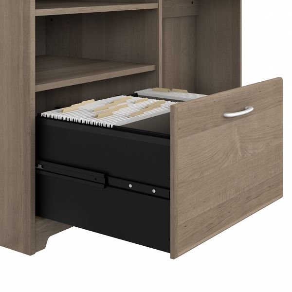 Bush Furniture Cabot 60W Corner Desk with Hutch in Ash Gray