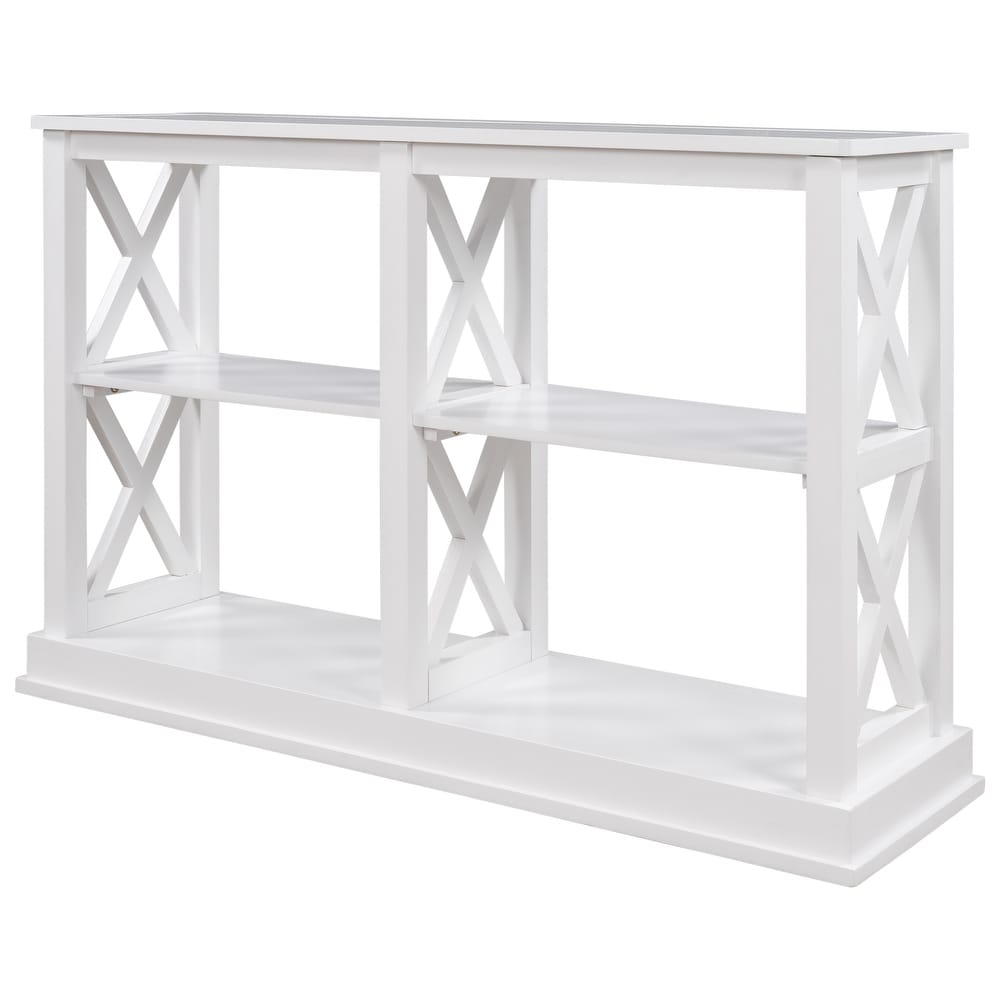 Console Table with 3 Tier Open Storage Spaces and \