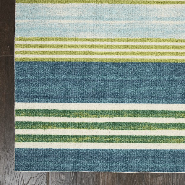 Waverly Sun N Shade Snd71 Green teal Indoor outdoor Area Rug