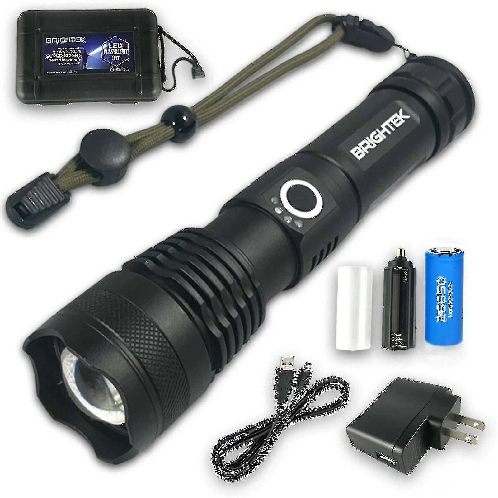 Super Bright 90000lm Led Tactical Flashlight With Rechargeable Zoomable