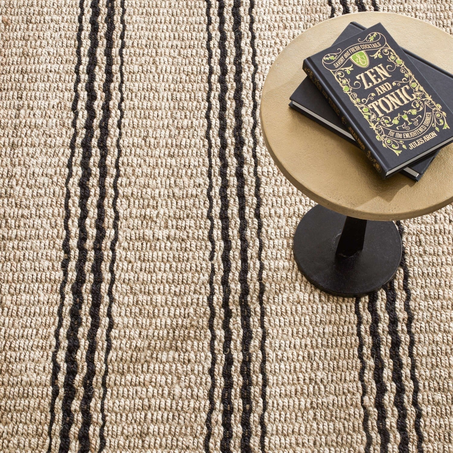 Jute Ticking Black Handwoven Jute Rug