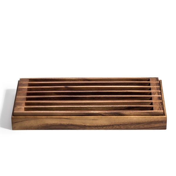 Acacia Wood Tray with Bread Crumb Catcher