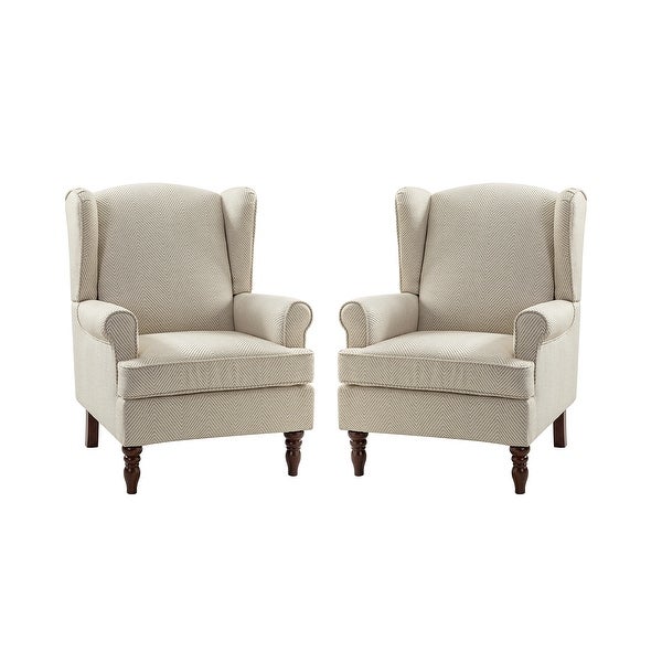 Epimethis Traditional Fabric Accent Armchair with Turned Legs Set of 2 by HULALA HOME