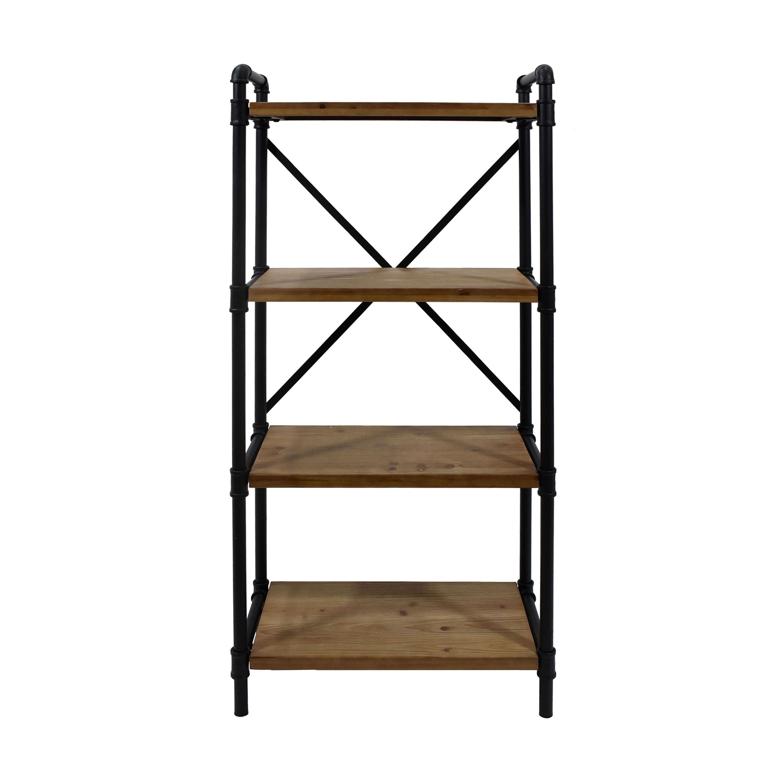 Astrid Industrial Pipe Design 4-Shelf Etagere Bookcase