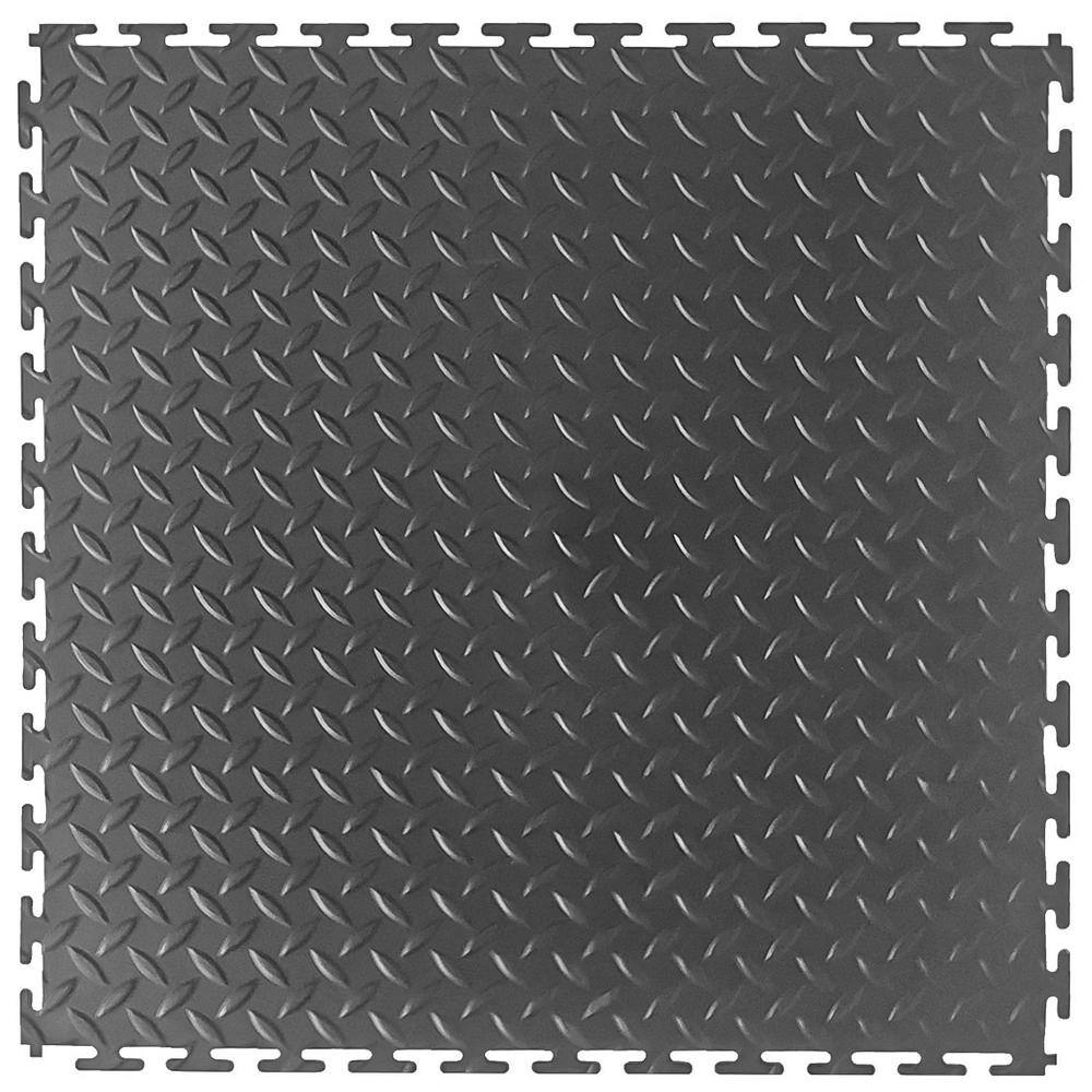 VersaTex Diamond Plate 18 in. W x 18 in. L Gray Rubber Interlocking Modular Flooring 11GRD5321818C24