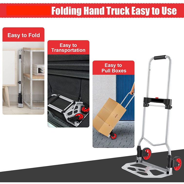 Gina 265 Ib. Capacity Aluminum Portable Foldable Hand Truck Dolly