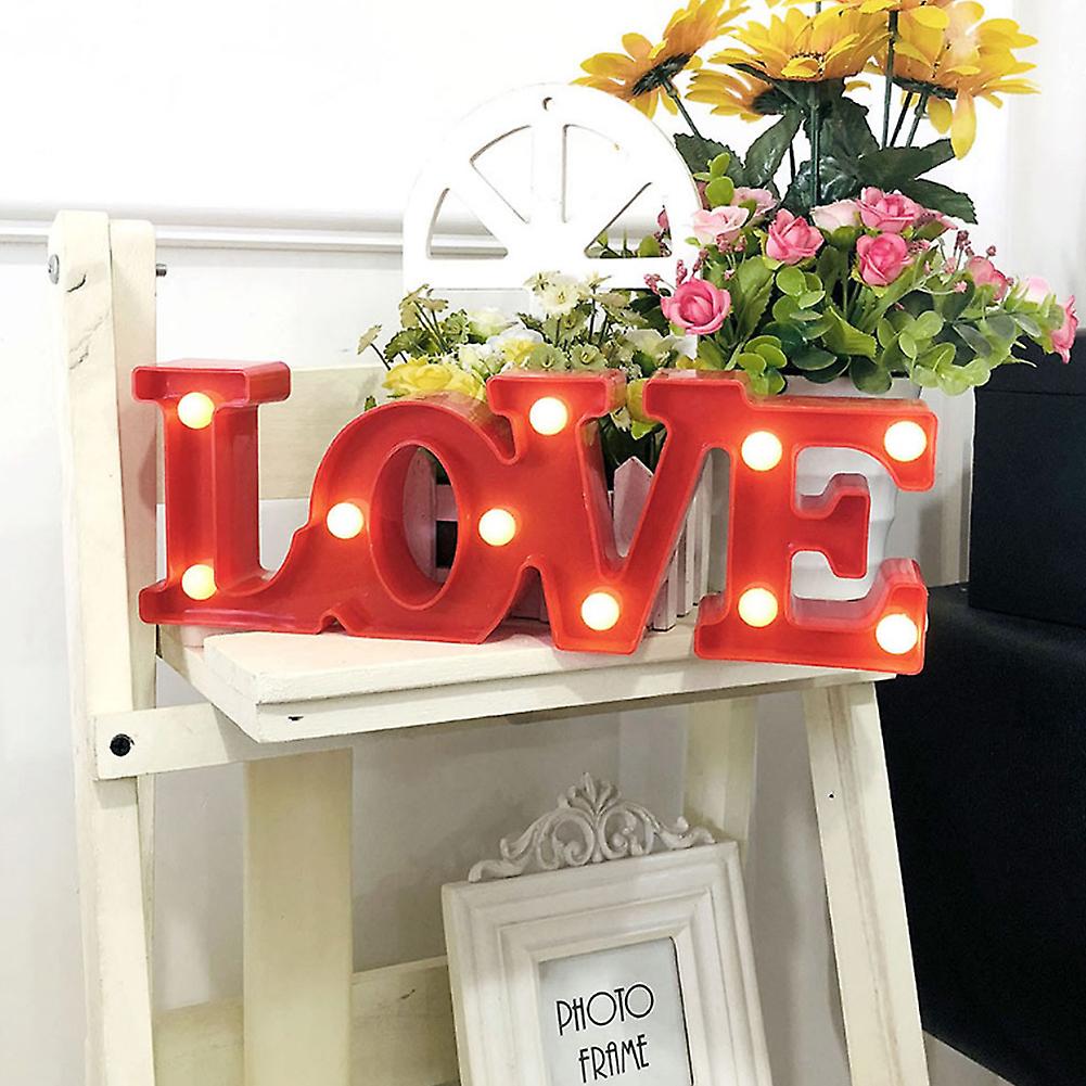 LED Night Light Romantic LOVE Word Decorative Lamp for Valentine's Day Proposal Confession Weddingwarm light