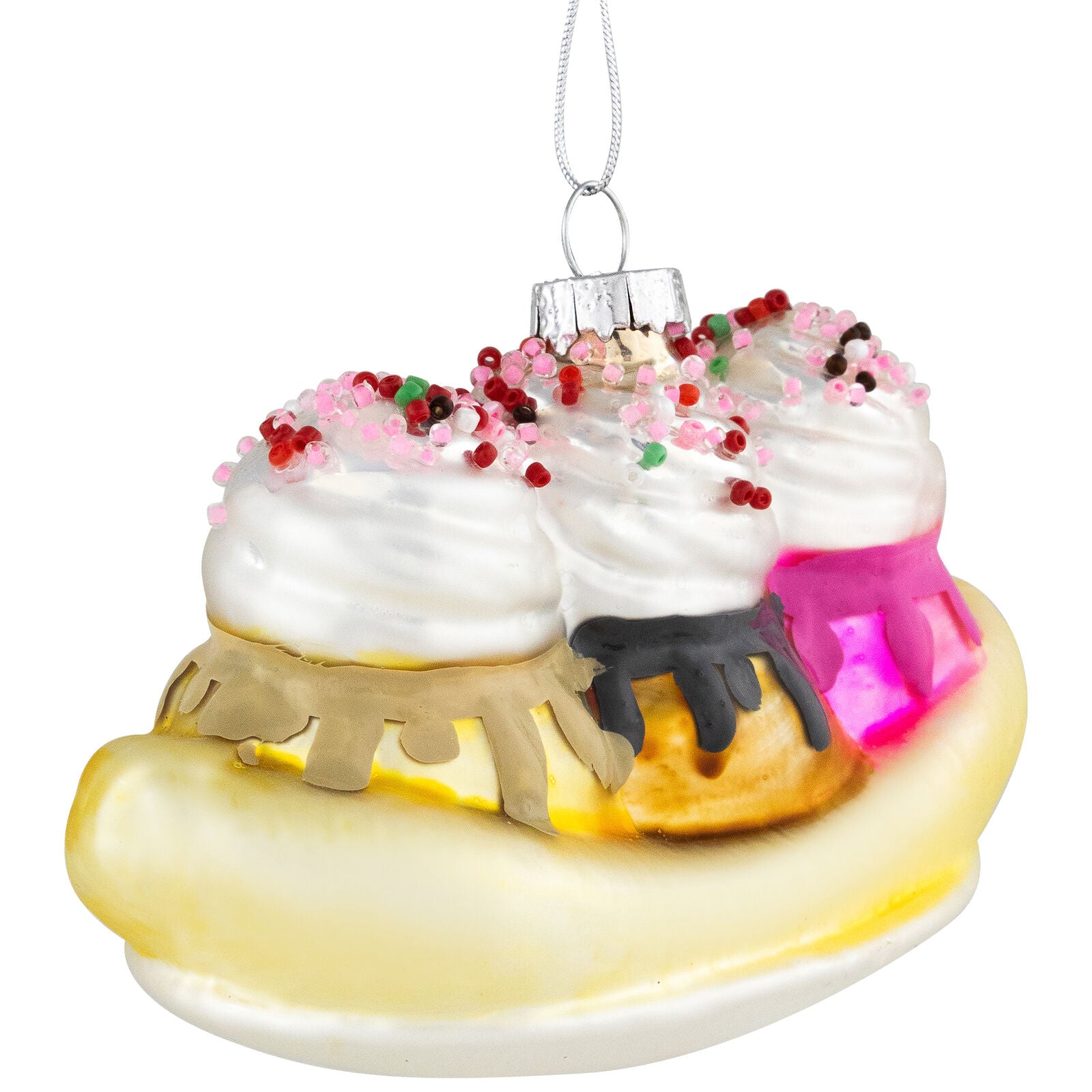 3 Banana Split Glass Ornament Set Of 6